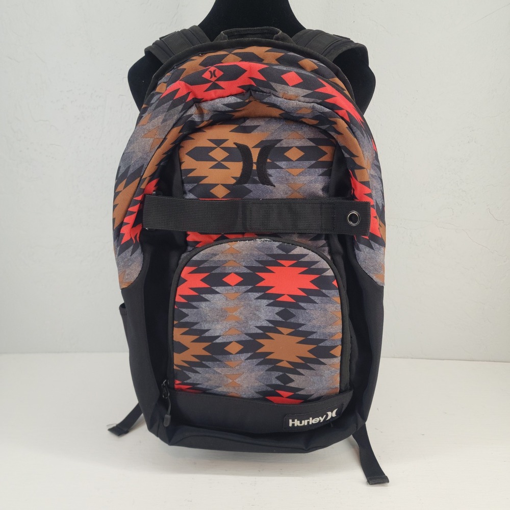 Hurley Geometric Southwestern Print Skate Backpack Black Red Gorpcore OS